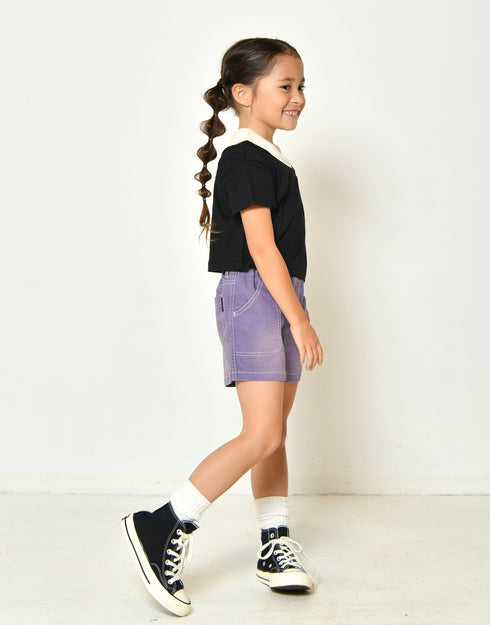 【130/140/150】ハードウォッシュショートパンツ 3524512j